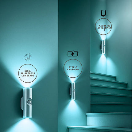 Magnetic RGB LED Night Light Smart Motion Sensor & USB Rechargeable Ambient Lamp