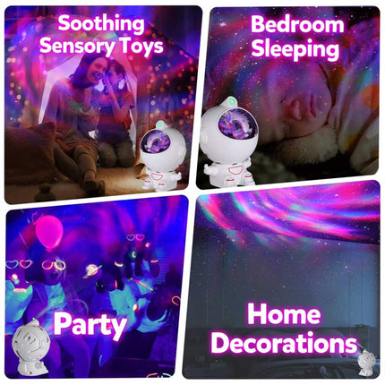 Creative sitting vortex astronaut starry sky projection light atmosphere light astronaut nebula night light