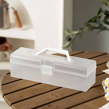 Portable Multipurpose Storage Box, Clear Bread & Cake Roll Packaging Container, Dual Use Organizer for Food, Art Craft & Stationery Supplies