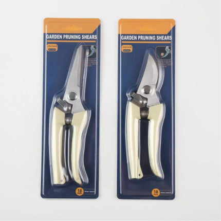 2Pcs Stainless Steel Garden Shears Straight & Curved Blades Pruning Scissors Set