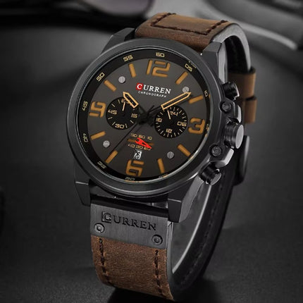 Men's Business Casual Quartz Wrist Watch, Leather Strap Analog Male Dress Watch