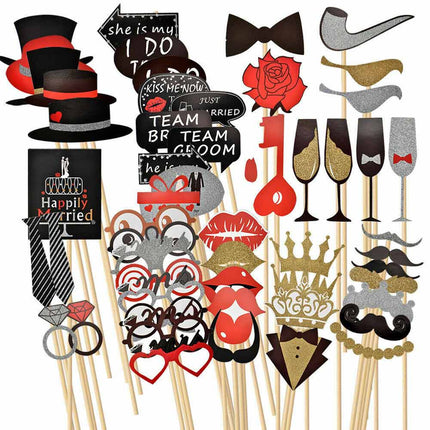 54X Party Props Photo Booth Moustache Engagement Wedding Married PhotoboothFunny