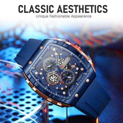 Men's Quartz Chronograph Wrist Watch, 3ATM Water Resistant, Silicone Strap Casual Sports Watch