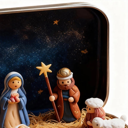 Portable Pocket Nativity Scene 3D High-Quality Mini Christmas Decor in Tin Box