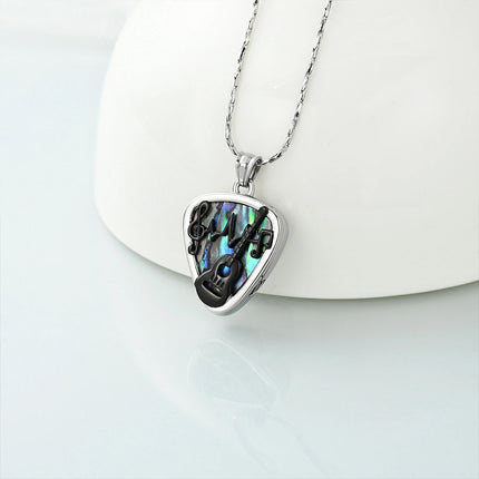 3PCS Abalone Shell Guitar Pick Ashes Urn Necklace - Music-Themed Memorial Pendant