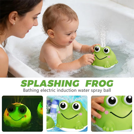 Baby Light Up Bath Toy, Induction Spray Water Frog Sensory Bath Play Toy, Kids Gift