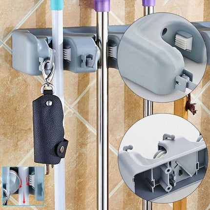 Broom Hanger Mop Holder Wall Mounted Brush Storage Rack Organizer Kitchen Tool