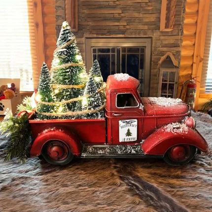 Christmas Decoration Red Truck w/ LED Lights Xmas Tree Centerpiece Table Adornment