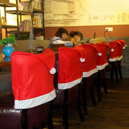 6x Christmas Chair Covers Dinner Table Santa Hat Home Decorations Ornaments Gift