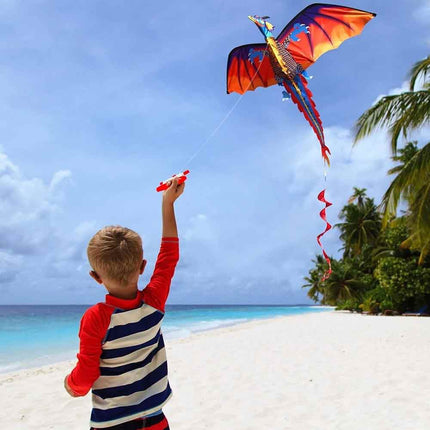 Large Dragon Kite with 1.6m Tail, Easy Fly Outdoor Toy for All Ages