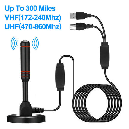 TV Antenna Digital 300 Mile Range Indoor Outdoor HDTV Amplifier Signal Booster