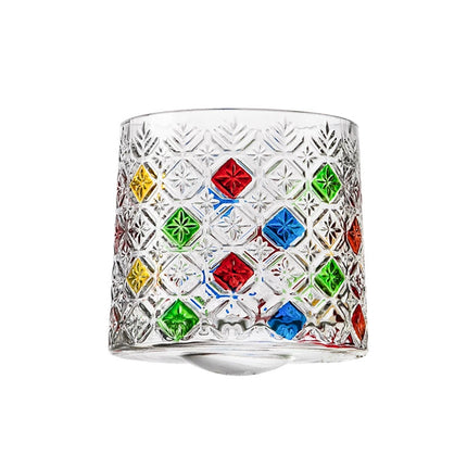 Colored Crystal Whiskey Glass Set with Snowflake Design - Elegant Holder for Bourbon, Tequila & Cocktails, Perfect Gift