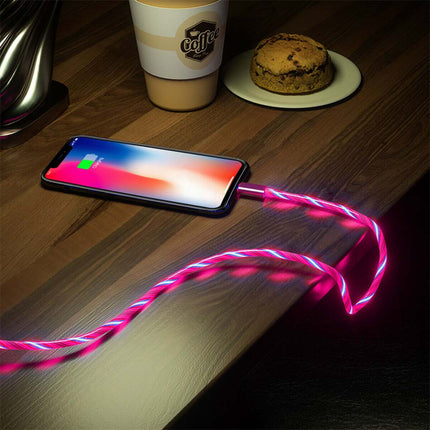 4Pcs 1M LED Flowing Light Charging Cable, 3 in 1 Multi Connector Charger Cord