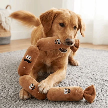 Cute Plush Sausage Squeaky Dog Toy, Bite Resistant Pet Chew Sound Toy