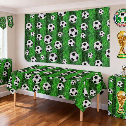 2 Pack Football Themed PE Tablecloth, Disposable Waterproof Table Cover for Sports Party Decoration