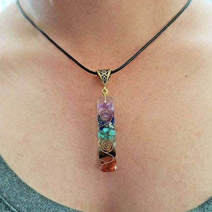 1 Pack 7 Chakra Crystal Necklace, Energy Stone Pendant for Yoga & Meditation, Spiritual Fashion Jewelry