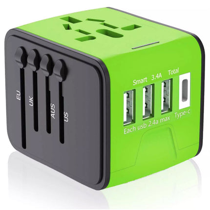 FAST 3.4A Universal Travel Adapter 3 USB &Type-C Outlet Converter Plug Power