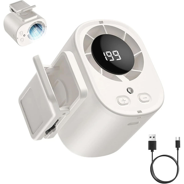 Clip On Car Cooling Fan with LED Display, 360° Rotatable Portable Vehicle Cooler Fan
