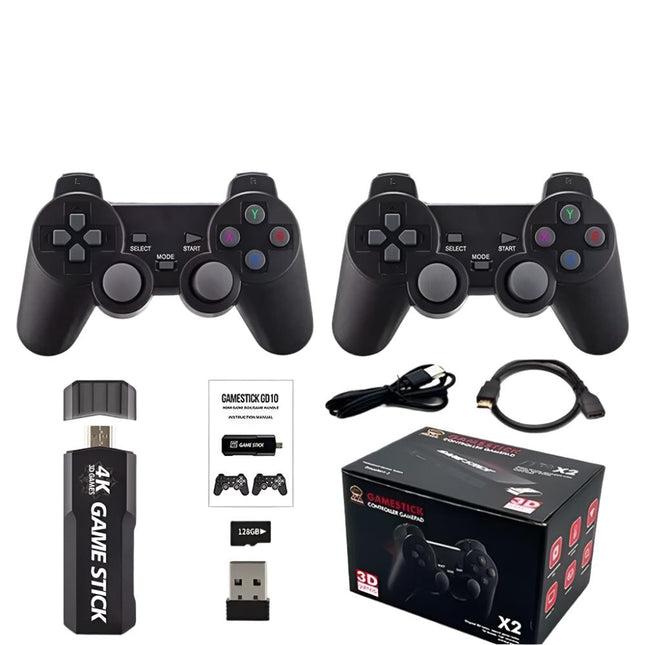 40000+ 4K HDMI 128GB Retro Game Stick Console 2X Wireless Controller TV Video Games