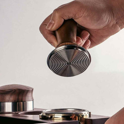 53mm Beech Wood Coffee Tamper Threaded Base with Internal Spring
