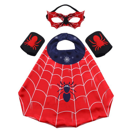 4Pcs Superhero Cosplay Costume, Boys Girls Fancy Dress Kit with Cape & Mask