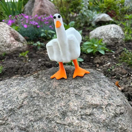 3D Funny Little Duck Resin Figurine Ornament Decor Cute Middle Finger Duck Craft