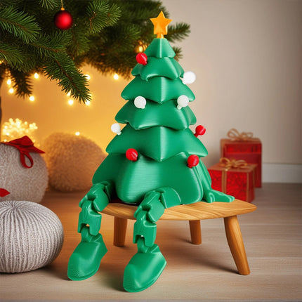 Printed Christmas Tree Desktop Decoration – Movable Joints Design, Exquisite Tabletop Christmas Ornament