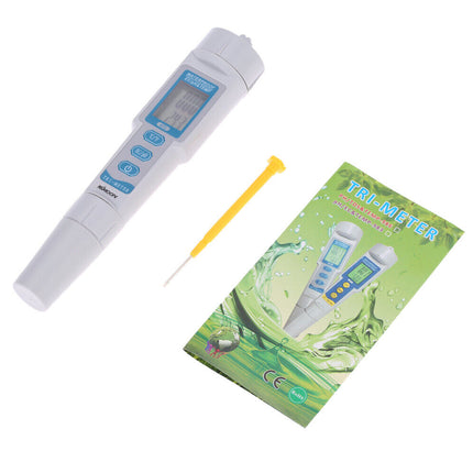 3 in 1 Water Quality Tester Monitor Pen Type pH & EC & TEMP Meter Acidometer AU