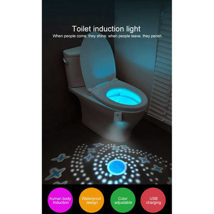 Rechargeable Toilet Bowl LED Night Light Motion Activated Seat Sensor Bathroom Lamp Light