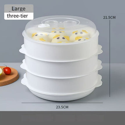 Multi-Layer Plastic Steamer Basket for Microwave, Heat Resistant Large Capacity
