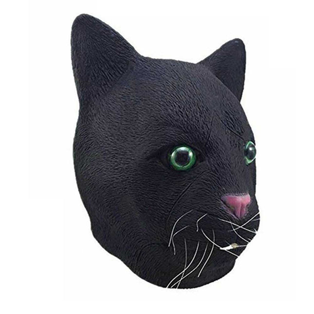 Black Cat Head Mask Animal Halloween Costume Cosplay Party Creepy Theater  Latex