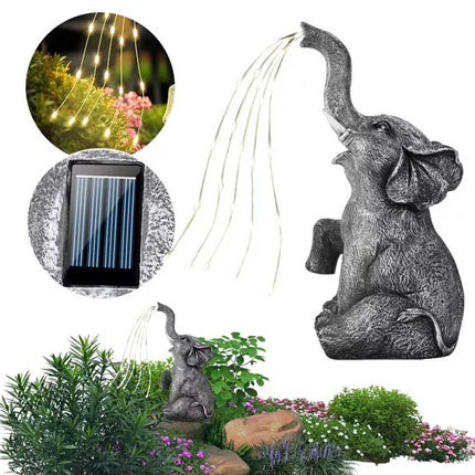 Elephant Statue Solar Light Garden Decor Resin Figurine Solar Powered Yard Patio