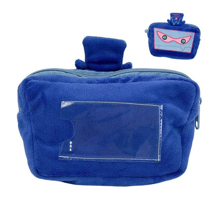 Cartoon Tech Character Plush Pouch - Soft Zipper Storage Bag