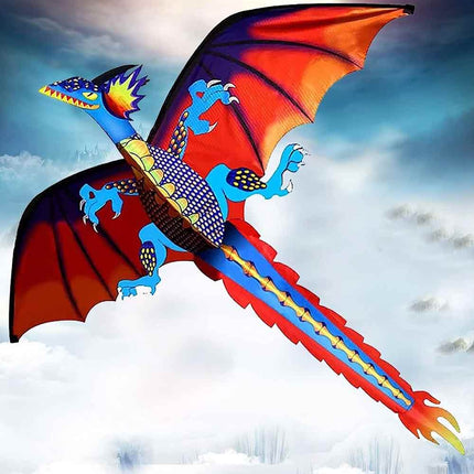 Large Dragon Kite with 1.6m Tail, Easy Fly Outdoor Toy for All Ages