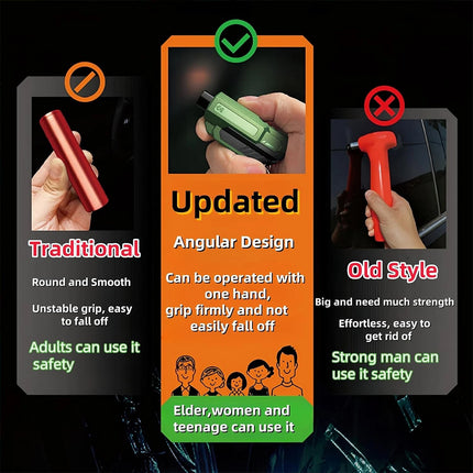 3PCS 2 in 1 Car Emergency Escape Hammer Keychain, Window Glass Breaker & Seatbelt Cutter Tool
