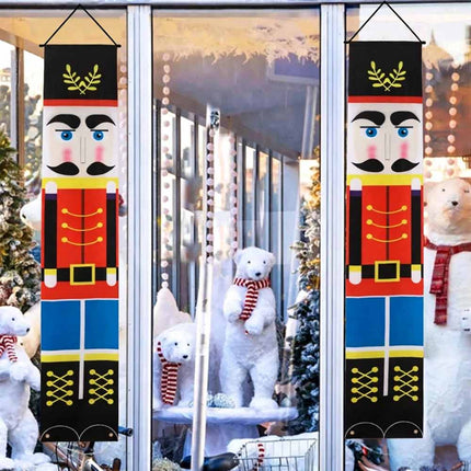 180 x 30cm Christmas Nutcracker Soldier Banner, Wall‑Hanging Xmas Party Home Festive Decoration