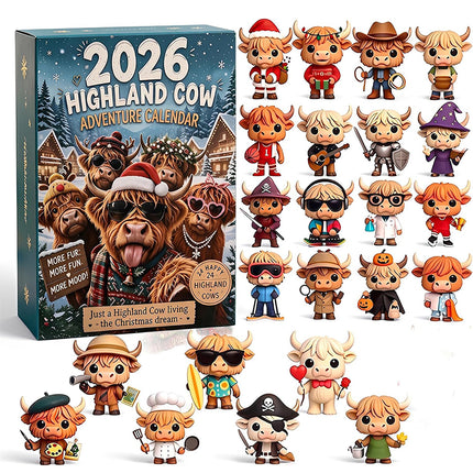 2026 3D Highland Cow Advent Calendar, 24‑Day Christmas Countdown Gift Box