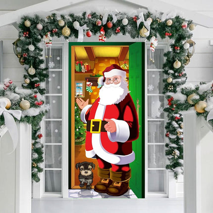 180×90cm Christmas Hanging Door Banner Decorative Door Cover Window Sign