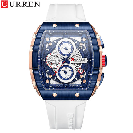 Men's Quartz Chronograph Wrist Watch, 3ATM Water Resistant, Silicone Strap Casual Sports Watch