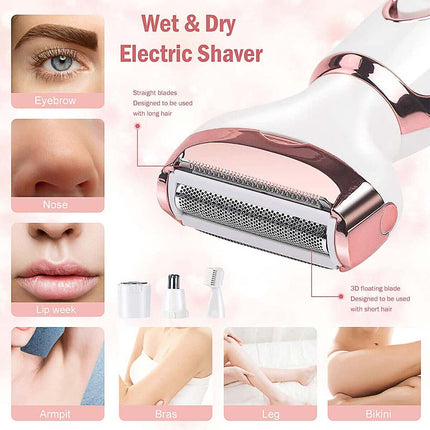 Cordless 4 in 1 Electric Lady Shaver Rechargeable Painless Razor Bikini Trimmer