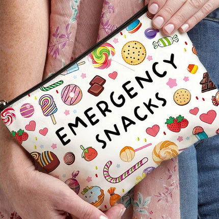 Emergency Snacks Canvas Storage Bag - Zippered Design, Multiple Color Options for Snacks & Sweets