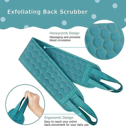 3-in-1 Exfoliating Body Scrubber Set – Back Scrubber, Bath Glove & Shower Loofah