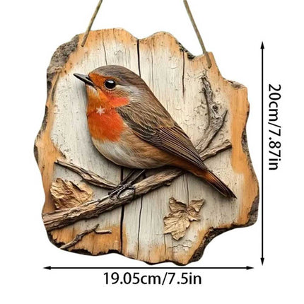 2D Wooden Robin Wall Plaque (20×19cm) – Festive Christmas Decor Gift