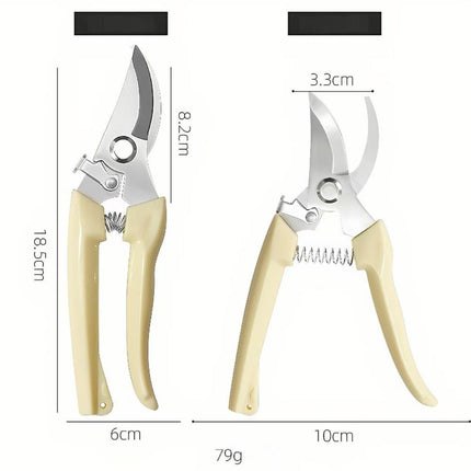 2Pcs Stainless Steel Garden Shears Straight & Curved Blades Pruning Scissors Set