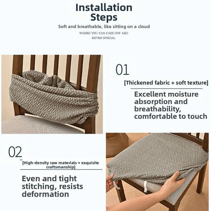 Jacquard Stretch Dining Chair Slipcovers, Removable & Washable Seat Covers
