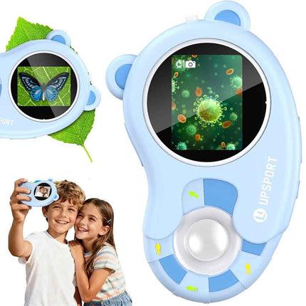 2 in 1 Kids Portable Digital Microscope 1000X Magnification with 2 Inch HD Screen Video Recorder