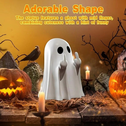 "9CM Funny Middle Finger Ghost Statue | Halloween Resin Figurine for Home Decor