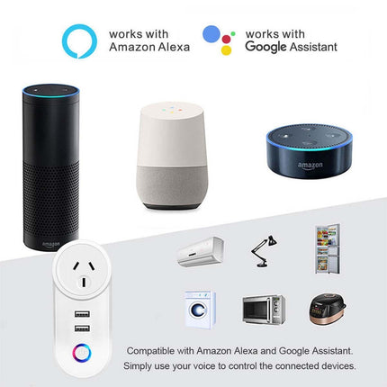 WiFi Smart Socket, Dual Plug Home Outlet Adaptor, Works with Alexa & Google Home
