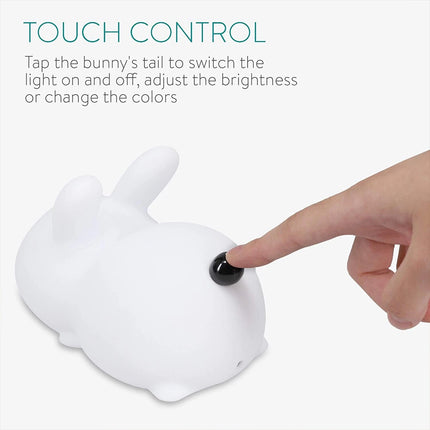 Bunny Kids Night Light, Rechargeable RGB Silicone Lamp with Remote Control for Bedroom