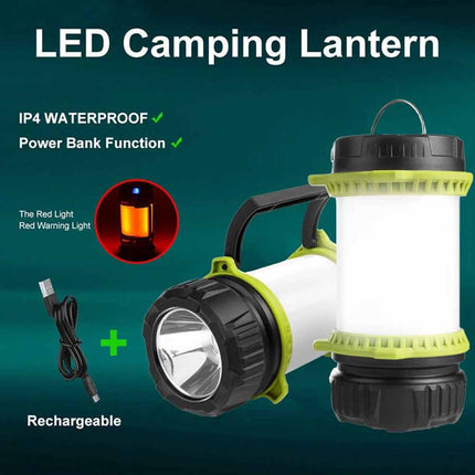 Rechargeable LED Camping Lantern, Outdoor Tent Light with Phone Charging Function for Camping Hiking